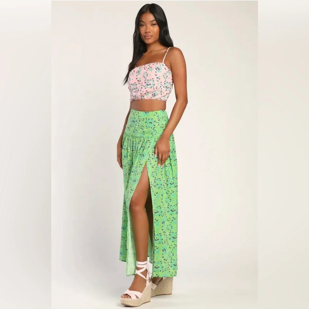 Lulu’s Best Matched Pink & Green Two-Piece Maxi Dress - Picture 2 of 14